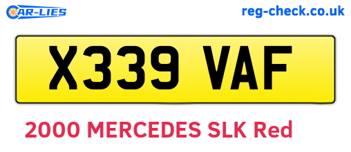 X339VAF are the vehicle registration plates.