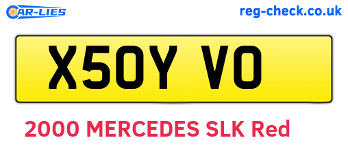 X50YVO are the vehicle registration plates.