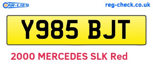 Y985BJT are the vehicle registration plates.