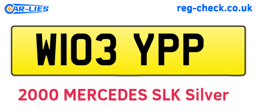 W103YPP are the vehicle registration plates.
