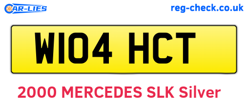 W104HCT are the vehicle registration plates.