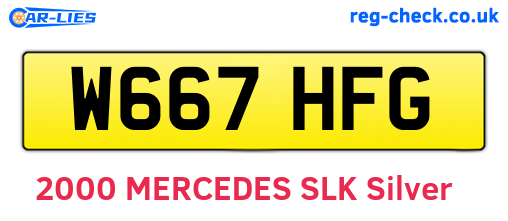 W667HFG are the vehicle registration plates.