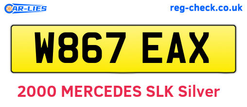 W867EAX are the vehicle registration plates.