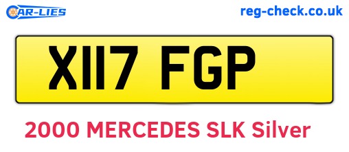 X117FGP are the vehicle registration plates.