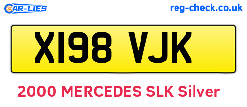 X198VJK are the vehicle registration plates.