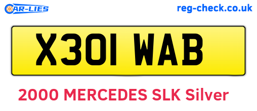 X301WAB are the vehicle registration plates.