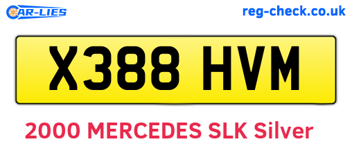 X388HVM are the vehicle registration plates.