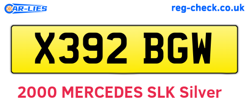 X392BGW are the vehicle registration plates.