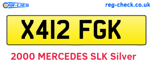 X412FGK are the vehicle registration plates.