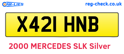 X421HNB are the vehicle registration plates.