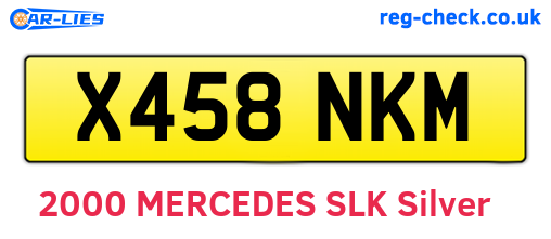 X458NKM are the vehicle registration plates.