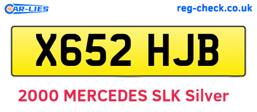 X652HJB are the vehicle registration plates.