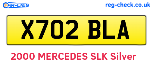 X702BLA are the vehicle registration plates.