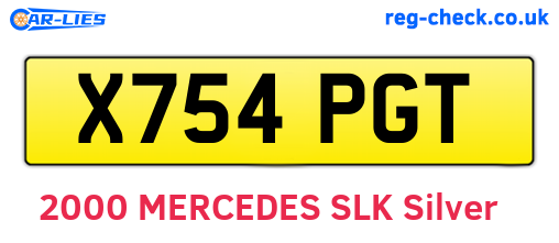 X754PGT are the vehicle registration plates.