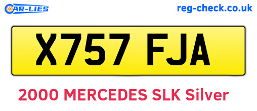 X757FJA are the vehicle registration plates.