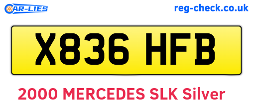 X836HFB are the vehicle registration plates.