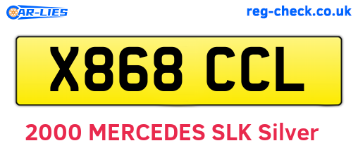 X868CCL are the vehicle registration plates.