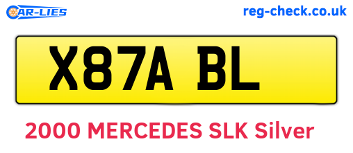 X87ABL are the vehicle registration plates.