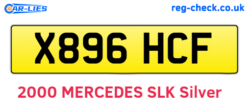 X896HCF are the vehicle registration plates.
