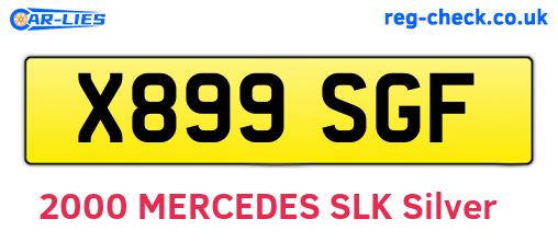 X899SGF are the vehicle registration plates.