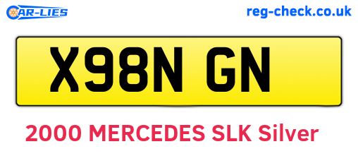 X98NGN are the vehicle registration plates.