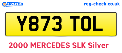 Y873TOL are the vehicle registration plates.