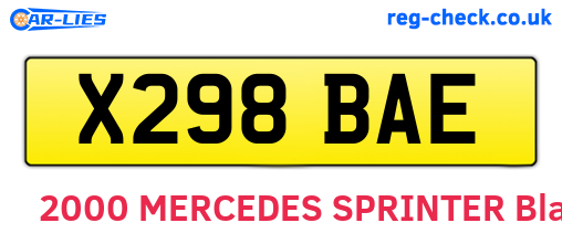 X298BAE are the vehicle registration plates.