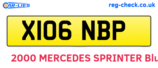 X106NBP are the vehicle registration plates.