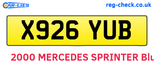 X926YUB are the vehicle registration plates.