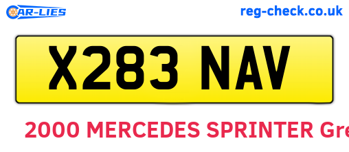 X283NAV are the vehicle registration plates.