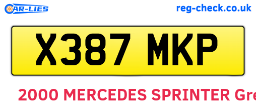 X387MKP are the vehicle registration plates.