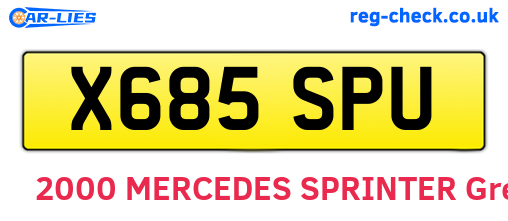 X685SPU are the vehicle registration plates.