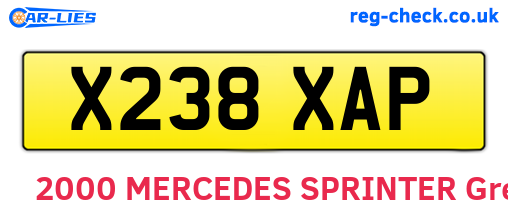 X238XAP are the vehicle registration plates.
