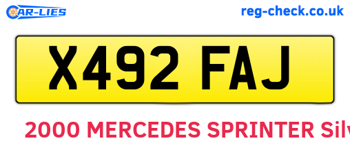 X492FAJ are the vehicle registration plates.