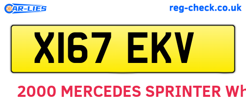X167EKV are the vehicle registration plates.