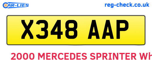 X348AAP are the vehicle registration plates.