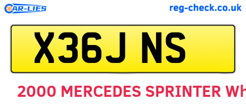 X36JNS are the vehicle registration plates.