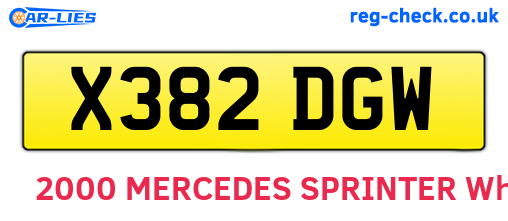 X382DGW are the vehicle registration plates.