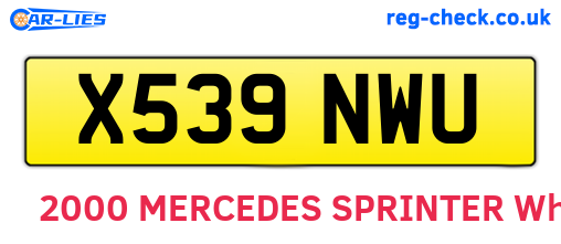 X539NWU are the vehicle registration plates.