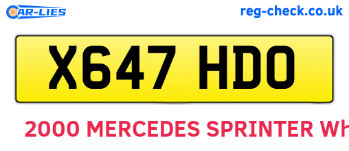 X647HDO are the vehicle registration plates.