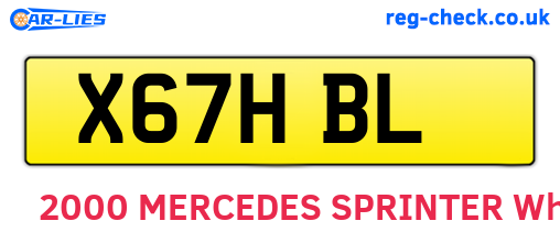 X67HBL are the vehicle registration plates.