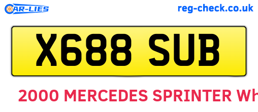 X688SUB are the vehicle registration plates.