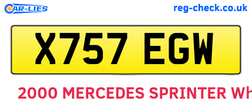 X757EGW are the vehicle registration plates.