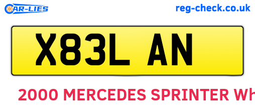 X83LAN are the vehicle registration plates.