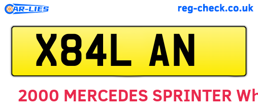X84LAN are the vehicle registration plates.