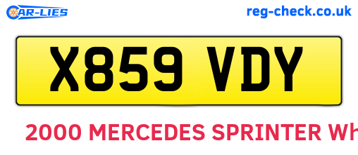 X859VDY are the vehicle registration plates.