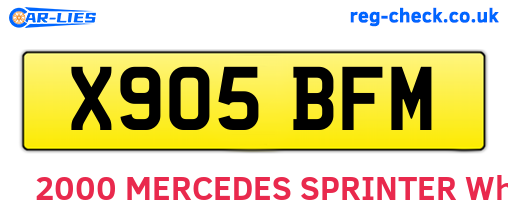 X905BFM are the vehicle registration plates.