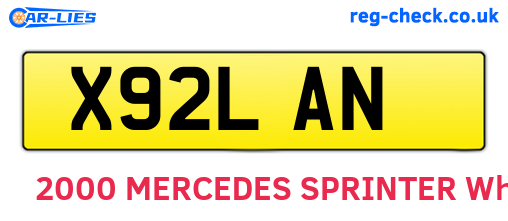 X92LAN are the vehicle registration plates.