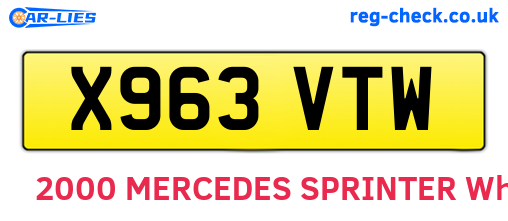 X963VTW are the vehicle registration plates.