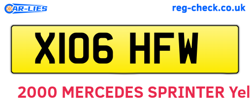 X106HFW are the vehicle registration plates.